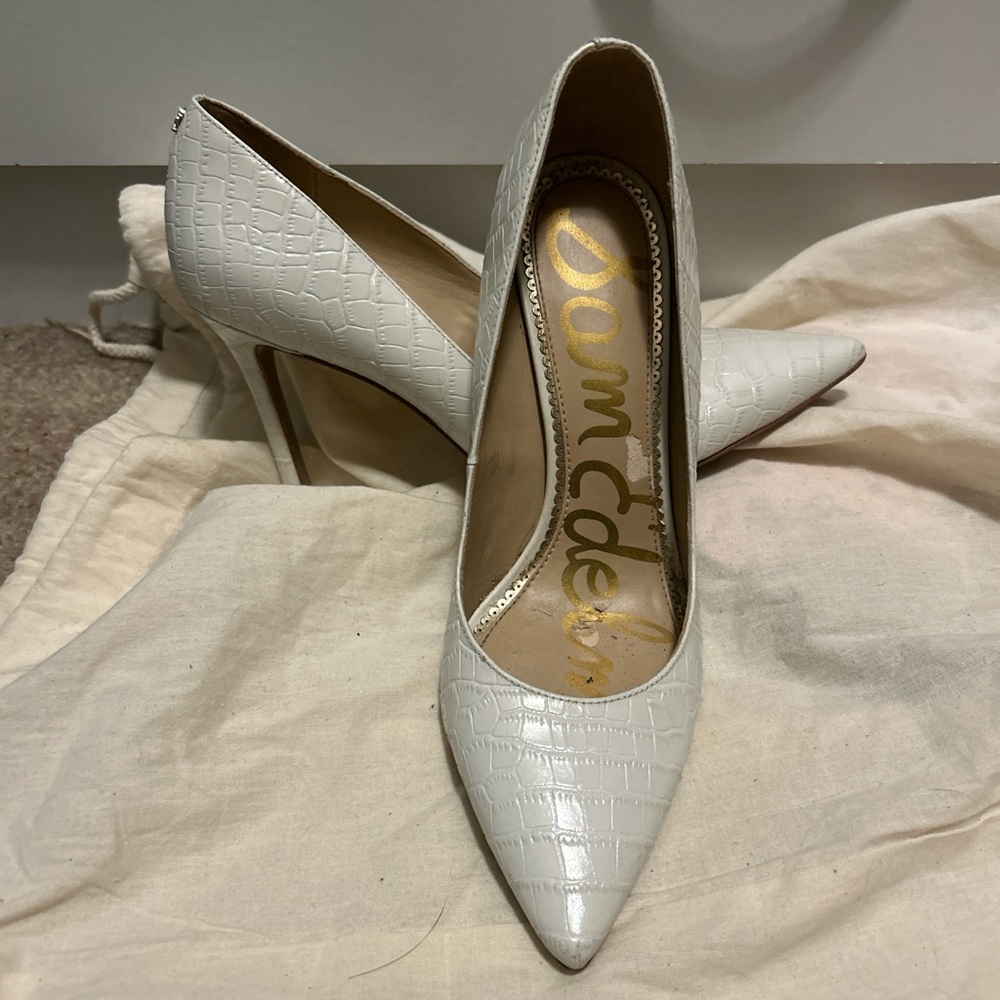 Sam Edelman White Textured Heels for Formal Occasions